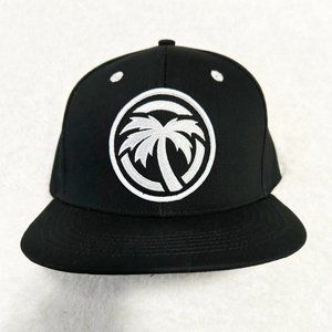 ✨NEW✨ Heatwave Embroidered White Palm Tree Snapback Hat Black Baseball Cap